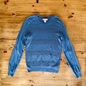 Athleta Pointelle Cottage Blue Crewneck Sweater | S